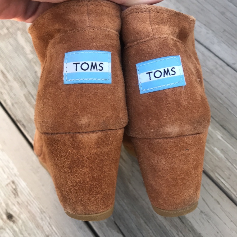 Toms ankle booties wedge with plaid lining size 7 - Picture 4 of 6